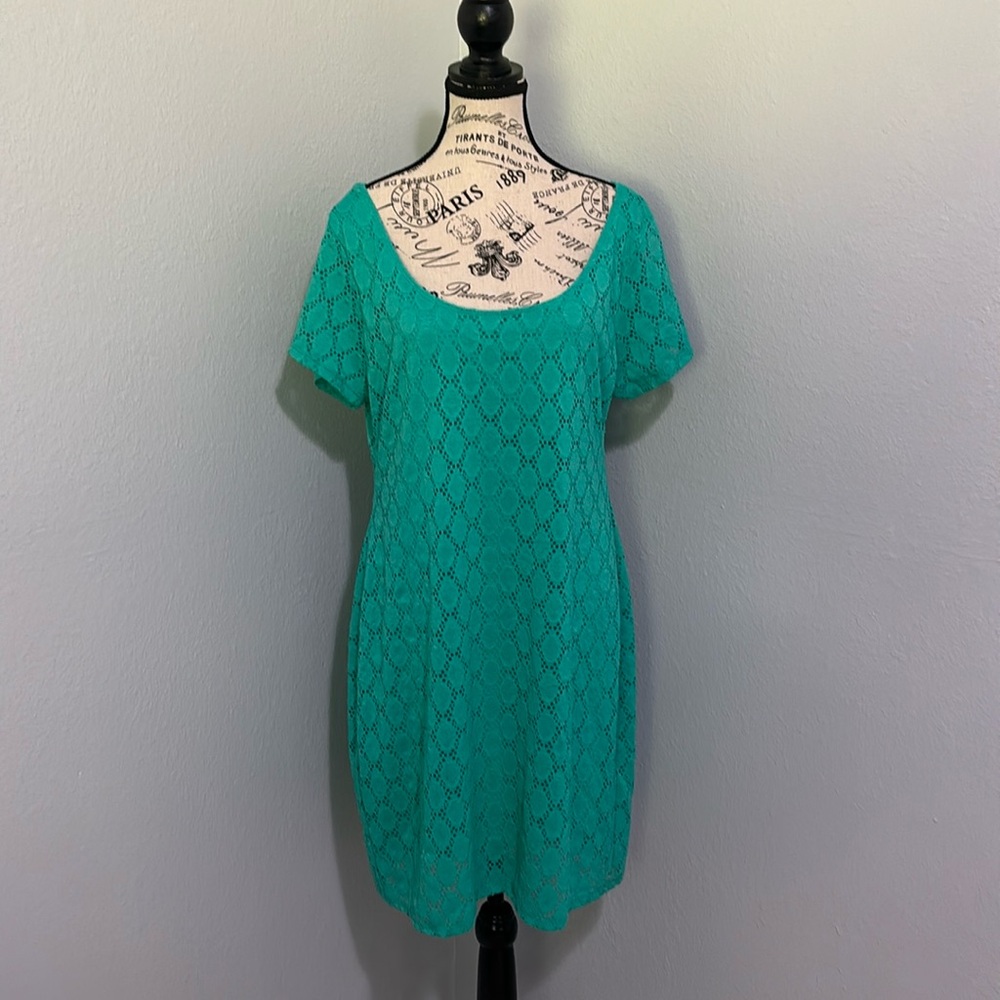 Crochet Dress Lined Isaac Mizrahi Green Size XXL